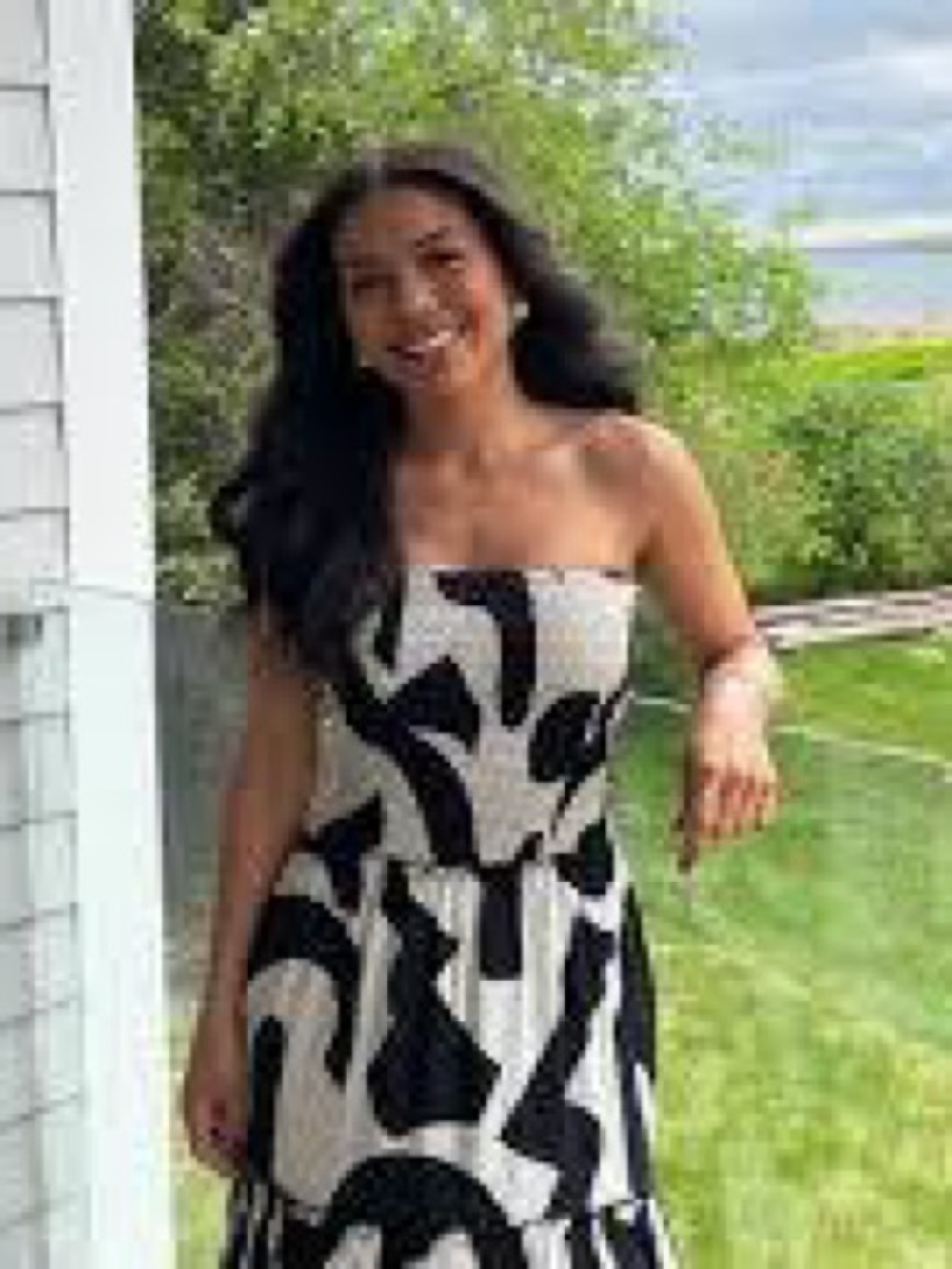 Anthro Abel the Label Black & White Abstract Maxi Dress - Sleeveless Summer Midi - Picture 2 of 11